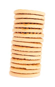 stack of butter cookies isolated on white background