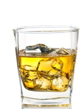 whiskey on the rocks, isolated