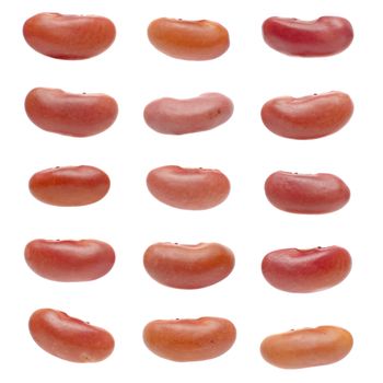 Set of red beans isolated on white background.