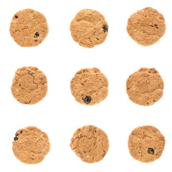 Set of oatmeal cookies isolated on white background.