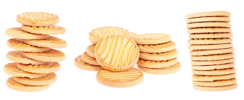 collection of butter cookies isolated on white background