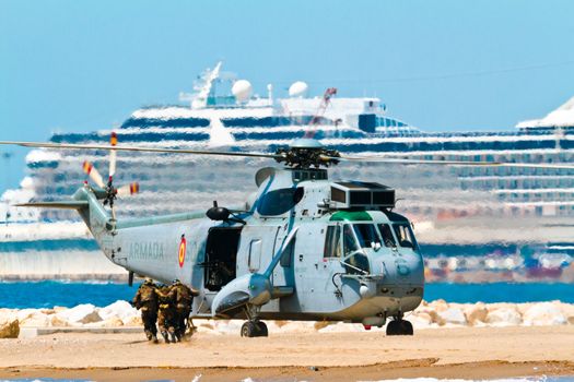MALAGA, SPAIN-MAY 28: Helicopter Westland SH-3D/W Seaking of the Spanish Navy taking part in an exhibition on the day of the spanish army forces on May 28, 2011, in Malaga, Spain