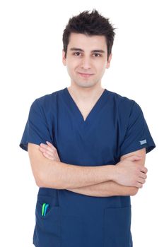 portrait of a handsome young doctor isolated on white background