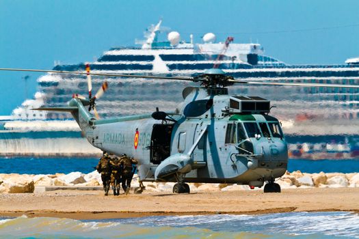 MALAGA, SPAIN-MAY 28: Helicopter Westland SH-3D/W Seaking of the Spanish Navy taking part in an exhibition on the day of the spanish army forces on May 28, 2011, in Malaga, Spain