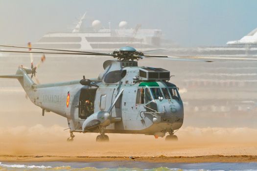 MALAGA, SPAIN-MAY 28: Helicopter Westland SH-3D/W Seaking of the Spanish Navy taking part in an exhibition on the day of the spanish army forces on May 28, 2011, in Malaga, Spain