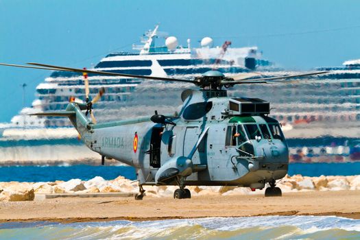 MALAGA, SPAIN-MAY 28: Helicopter Westland SH-3D/W Seaking of the Spanish Navy taking part in an exhibition on the day of the spanish army forces on May 28, 2011, in Malaga, Spain