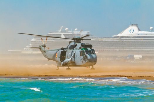 MALAGA, SPAIN-MAY 28: Helicopter Westland SH-3D/W Seaking of the Spanish Navy taking part in an exhibition on the day of the spanish army forces on May 28, 2011, in Malaga, Spain