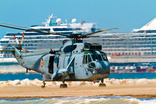 MALAGA, SPAIN-MAY 28: Helicopter Westland SH-3D/W Seaking of the Spanish Navy taking part in an exhibition on the day of the spanish army forces on May 28, 2011, in Malaga, Spain