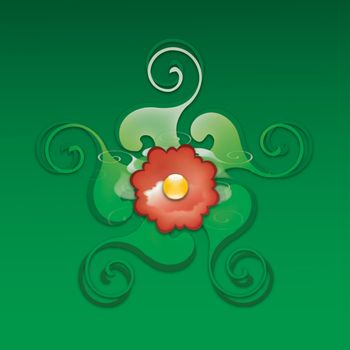 High resolution image flowers. 2d illustration over green background.