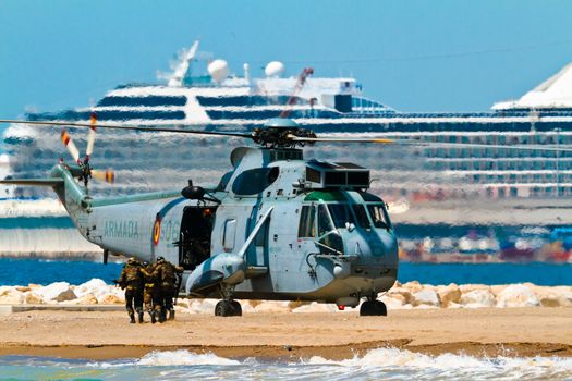 MALAGA, SPAIN-MAY 28: Helicopter Westland SH-3D/W Seaking of the Spanish Navy taking part in an exhibition on the day of the spanish army forces on May 28, 2011, in Malaga, Spain