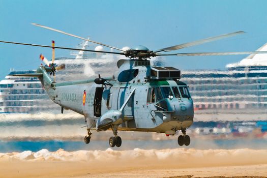 MALAGA, SPAIN-MAY 28: Helicopter Westland SH-3D/W Seaking of the Spanish Navy taking part in an exhibition on the day of the spanish army forces on May 28, 2011, in Malaga, Spain