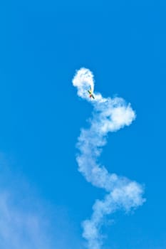 CADIZ, SPAIN-SEP 11: Aircraft Extra 300S of Melissa Pemberton taking part in an exhibition on the 4th airshow of Cadiz on Sep 11, 2011, in Cadiz, Spain