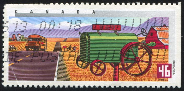 CANADA - CIRCA 2000: stamp printed by Canada, shows Decorated Rural Mailboxes, Tractor Design,  circa 2000