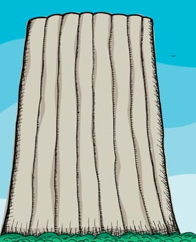Illustration of Devil's Tower National Monument in Wyoming, United States.