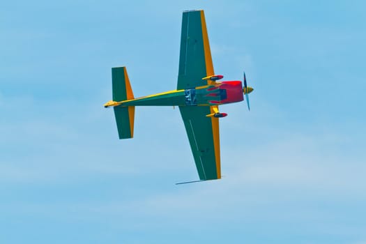 CADIZ, SPAIN-SEP 11: Aircraft Extra 300S of Melissa Pemberton taking part in an exhibition on the 4th airshow of Cadiz on Sep 11, 2011, in Cadiz, Spain