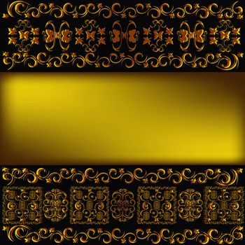 Decorative seamless wallpaper with a golden abstract east ornament
