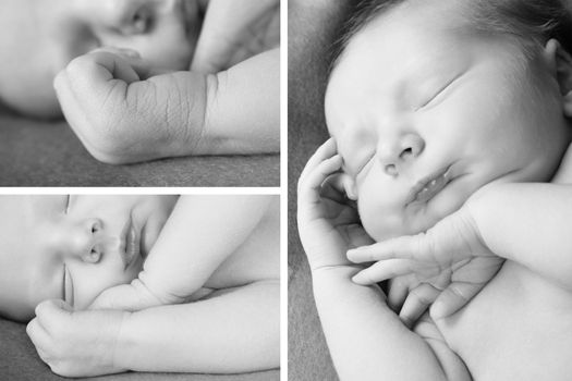Newborn baby sleeping on a soft blanket