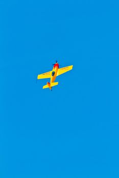 CADIZ, SPAIN-SEP 11: Aircraft Extra 300S of Melissa Pemberton taking part in an exhibition on the 4th airshow of Cadiz on Sep 11, 2011, in Cadiz, Spain