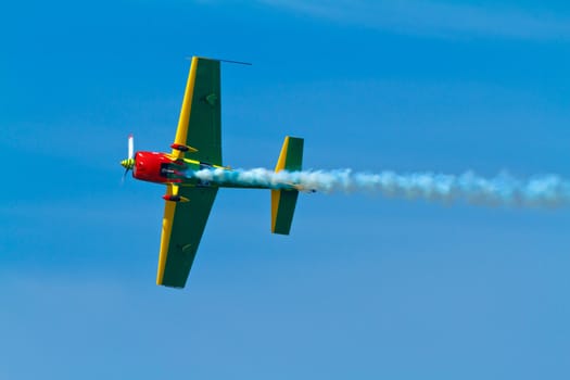 CADIZ, SPAIN-SEP 11: Aircraft Extra 300S of Melissa Pemberton taking part in an exhibition on the 4th airshow of Cadiz on Sep 11, 2011, in Cadiz, Spain