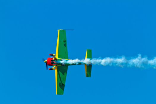 CADIZ, SPAIN-SEP 11: Aircraft Extra 300S of Melissa Pemberton taking part in an exhibition on the 4th airshow of Cadiz on Sep 11, 2011, in Cadiz, Spain