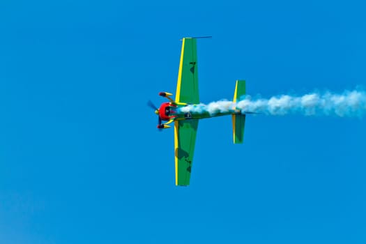 CADIZ, SPAIN-SEP 11: Aircraft Extra 300S of Melissa Pemberton taking part in an exhibition on the 4th airshow of Cadiz on Sep 11, 2011, in Cadiz, Spain