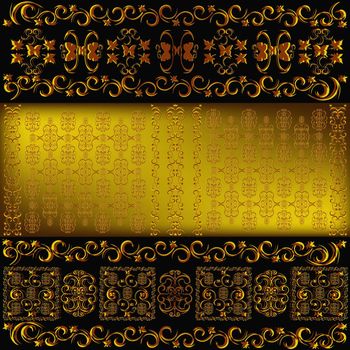 Decorative seamless wallpaper with a golden abstract east ornament