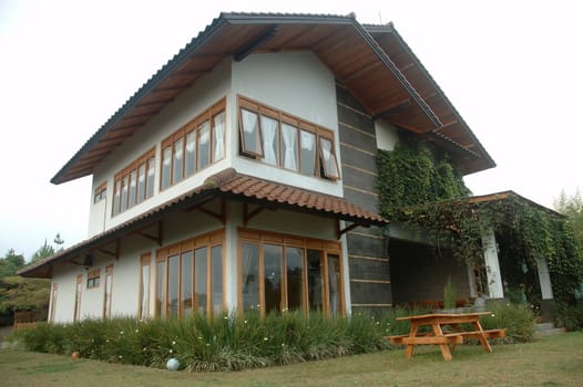tropical house that build with javanese art design