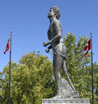 Terry Fox was a Canadian humanitarian, athlete, and cancer research activist. In 1980, with one leg having been amputated, he embarked on a cross-Canada run to raise money and awareness for cancer research.