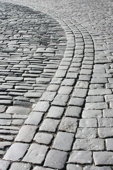 Roadway of cobblestone in the main place of Olomouc - Czech Republic