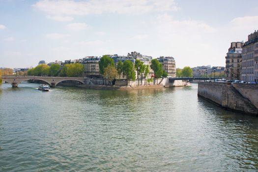 View of Saint-Louis Island in the center of Paris, France