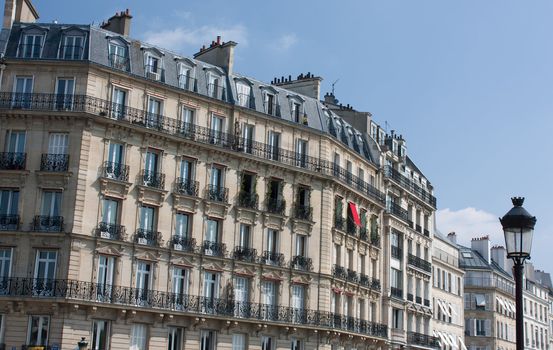 French buildings in Paris, typical old style of architecture