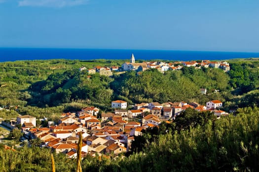 Mediterranean town and amazing green landscape, Island of Susak, Croatia, 
