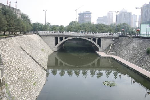 downtown of Xian, Moat with a drawbridge