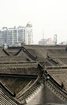 downtown of Xian, overlooking the rooftops