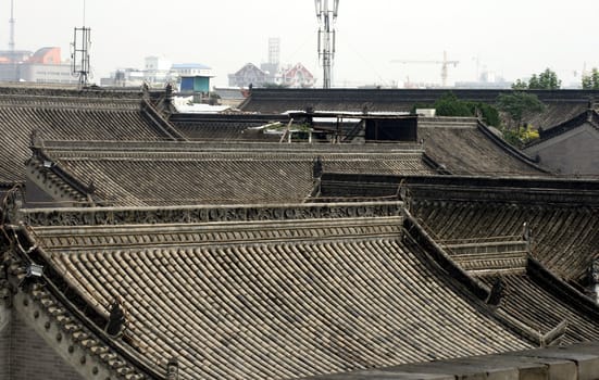 downtown of Xian, overlooking the rooftops