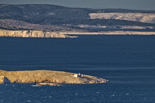 Kvarner bay islands and lighthouse, sea and islands Prvic, Grgur, Rab