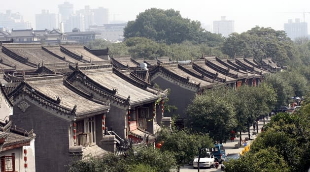 downtown of Xian, overlooking the rooftops