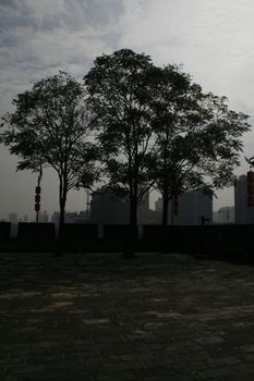 downtown of Xian, overlooking the city wall