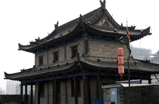 downtown of Xian, building to the city wall