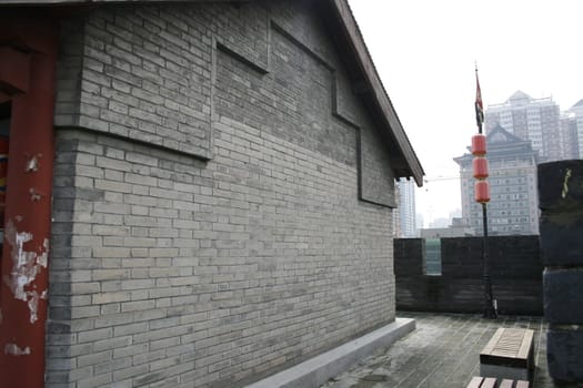 downtown of Xian, building to the city wall