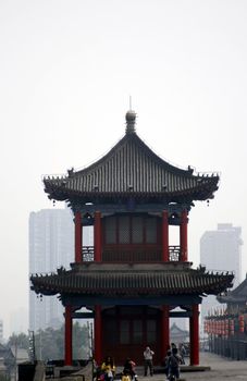 downtown of Xian, building to the city wall