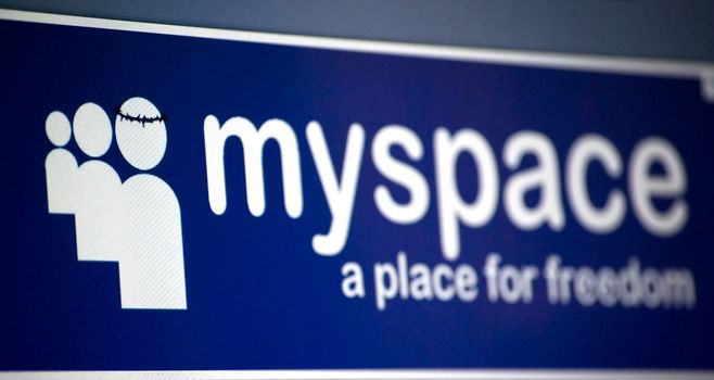 Myspace Logo on a laptop screen