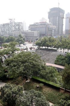 downtown of Xian, overlooking the city wall