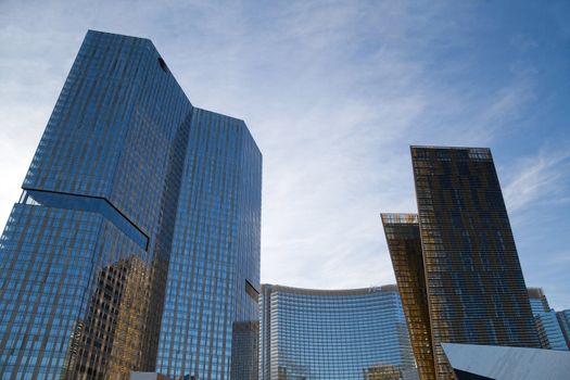 December 30th, 2009 - Las Vegas, Nevada, USA - The large CityCenter Complex feature the VEER towers to the right, Aria Hotel and Casino in the back, Mandarin Oriental Hotel to the right