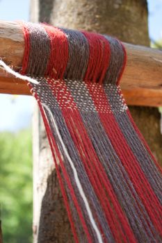 Medieval loom - exhibition of weaving old technics