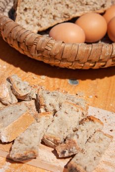 Pieces of Czech traditional bread with caraway