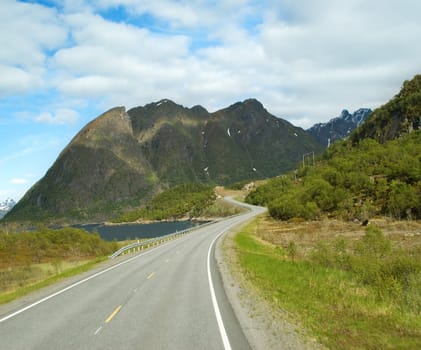 Road to mountains of Norway