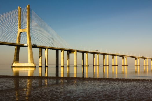 Vasco da Gama bridge on river Tagus, Lisbon