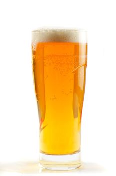 Glass of beer isolated on a white background