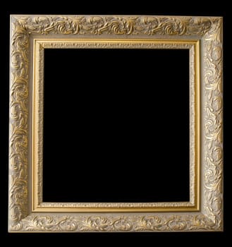Picture gold frame with a decorative pattern on a black